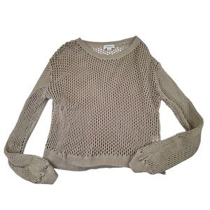 Summersalt‎ Blouse Women Small Brown Cotton Knit Monki Crochet Long Sleeve Beach